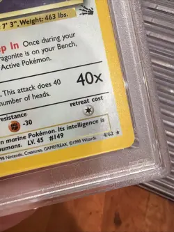 1999 POKEMON FOSSIL #4 DRAGONITE-HOLO PSA 6 - Image 5