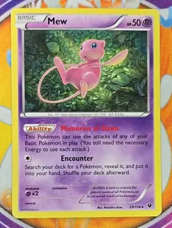 🔥Pokemon Mew TCG Holo Rare Card 29/124 XY Fates Collide 2016 Fresh Sleeved 👍📈 - Image 1