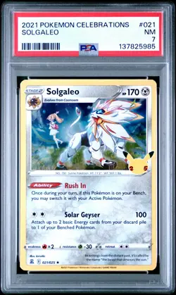 2021 POKEMON CELEBRATIONS #021 SOLGALEO PSA 7 - Image 1