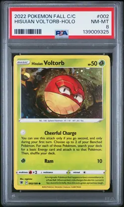 2022 POKEMON FALL COLLECTOR CHEST #002 HISUIAN VOLTORB-HOLO PSA 8 - Image 1