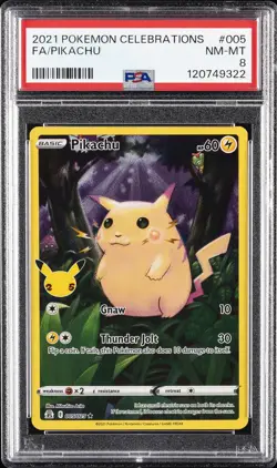 2021 POKEMON CELEBRATIONS #005 FULL ART/PIKACHU PSA 8 - Image 1