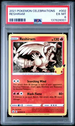 2021 POKEMON CELEBRATIONS #002 RESHIRAM PSA 6 - Image 1