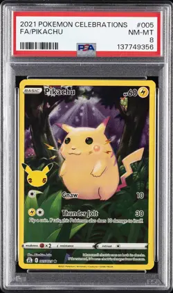 2021 POKEMON CELEBRATIONS #005 FULL ART/PIKACHU PSA 8 - Image 1