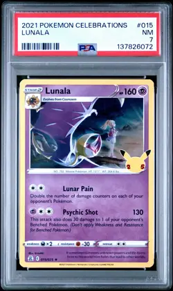 2021 POKEMON CELEBRATIONS #015 LUNALA PSA 7 - Image 1