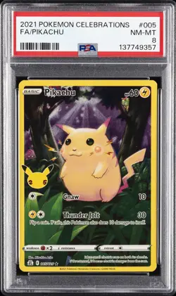 2021 POKEMON CELEBRATIONS #005 FULL ART/PIKACHU PSA 8 - Image 1