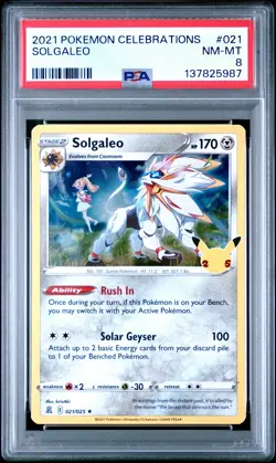 2021 POKEMON CELEBRATIONS #021 SOLGALEO PSA 8 - Image 1
