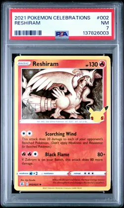 2021 POKEMON CELEBRATIONS #002 RESHIRAM PSA 7 - Image 1