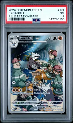 2024 POKEMON TEF EN-TEMPORAL FORCES ILLUSTRATION RARE #174 EXCADRILL PSA 7 - Image 1