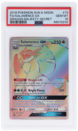 2018 Pokemon Sun and Moon Dragon Majesty Salamence Gx #73 PSA 10 - Image 1