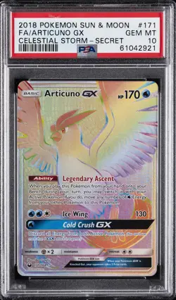 2018 POKEMON SUN & MOON CELESTIAL STORM SECRET #171 FULL ART/ARTICUNO GX PSA 10 - Image 1