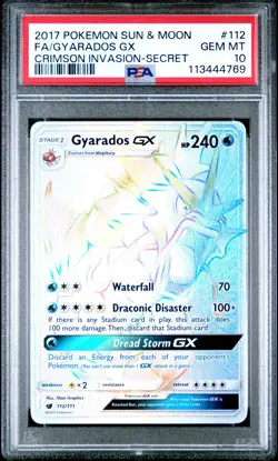 2017 POKEMON SUN MOON CRIMSON INVASION #112 GYARADOS GX RAINBOW PSA 10 GEM MINT - Image 1