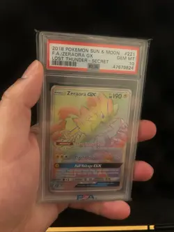 2018 POKEMON SUN & MOON LOST THUNDER SECRET #221 FULL ART/ZERAORA GX PSA 10 - Image 1
