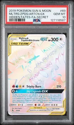 2019 POKEMON SUN & MOON HIDDEN FATES #69 MLTRS/ZPDS/ARTCN.GX PSA 10 - Image 1