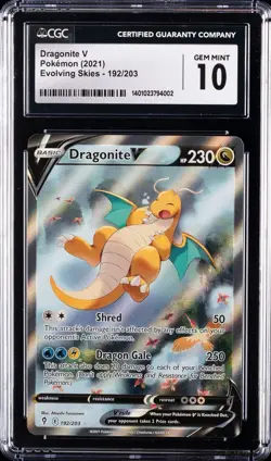 Dragonite V Alt Art 192/203 CGC 10 Gem Mint Evolving Skies Pokemon TCG - Image 1