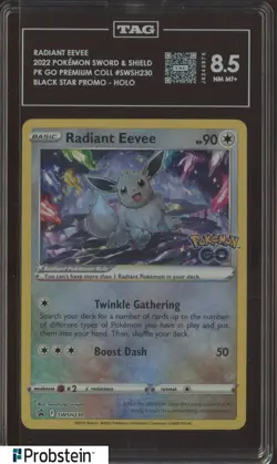 2022 Pokemon SWSH Pokemon GO Premium BSP #SWSH230 Radiant Eevee TAG 8.5 NM-MT+ - Image 1