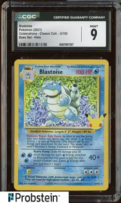 2021 Pokemon Celebrations Blastoise Base Set Holo #2/102 CGC 9 - Image 1
