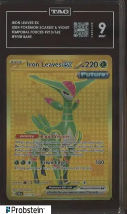 2024 Pokemon Scarlet & Violet Temporal Forces Hyper Rare Iron Leaves EX TAG 9 - Image 1