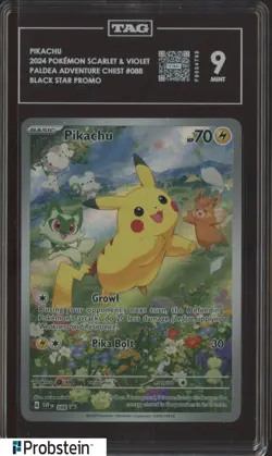2024 Pokemon Scarlet & Violet BSP Paldea Adventure Chest #088 Pikachu TAG 9 - Image 1
