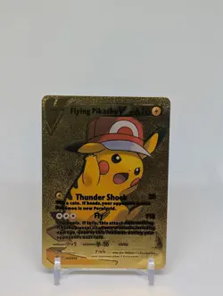 Pokemon🔥PIKACHU ASH CAP Poncho🔥GOLD FOIL Custom Card🔥Pikachu 208/XY-P🔥HP 670 - Image 1