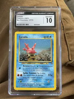 Pokemon TCG Corsola Card Neo Discovery Series 37/75 Graded CGC GEM MINT 10 - Image 1