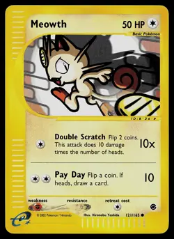 Pokemon Card - Meowth Expedition 121/165 Common Reverse Holo - Image 1