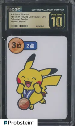 2025 Pokemon Japanese Takura Playing Cards Second Round 3rd Pl Pikachu CGC 10 - Image 1
