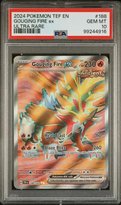 2024 POKEMON TEF EN-TEMPORAL FORCES ULTRA RARE #188 GOUGING FIRE EX PSA 10 - Image 1