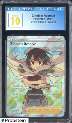 ​2021 Pokemon Evolving Skies #203/203 Zinnia's Resolve CGC 10 PRISTINE - Image 1