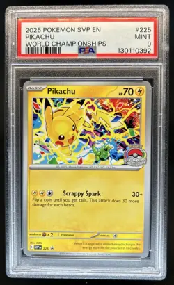 2025 Pokemon SVP EN Pikachu World Championships #225 PSA 9 Mint - Image 1