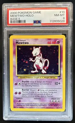 2000 Pokemon Set 2 Mewtwo Holo #10/130 PSA 8 - Image 1