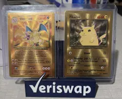 Pokemon Gold MetalCards Celebrations Set Charizard 4/102 Pikachu 58/102 - Image 1