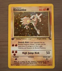 Pokemon TCG Hitmonlee Fossil Holo Card 7/62 First Edition - Image 1