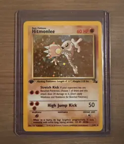 Pokemon TCG Hitmonlee Fossil Holo Card 7/62 First Edition - Image 3