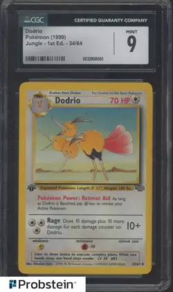 1999 Pokemon Jungle 1st Edition Dodrio #34/64 CGC 9 MINT - Image 1