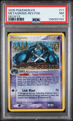 2005 POKEMON EX DEOXYS #11 METAGROSS-REVERSE FOIL PSA 7 - Image 1