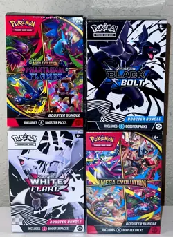 Pokemon Booster Bundle Lot Black Bolt, Mega, Phantasmal Flames, White Flare - Image 5