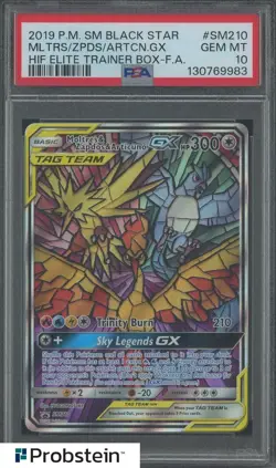 2019 POKEMON SM BSP SM210 FA MOLTRES ZAPDOS ARTICUNO GX HIDDEN FATES ETB PSA 10 - Image 1