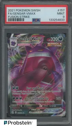 2021 Pokemon SWSH Fusion Strike #157 FA/ Gengar VMAX PSA 9 MINT - Image 1