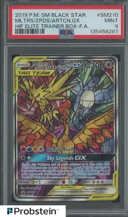 2019 POKEMON SM BSP SM210 FA MOLTRES ZAPDOS ARTICUNO GX HIDDEN FATES ETB PSA 9 - Image 1