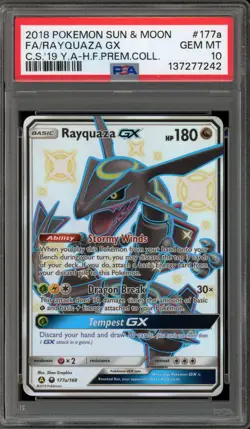 Pokemon Rayquaza Hidden Fates Premium Coll. Full Alt Art Promo #177a PSA 10 - Image 1