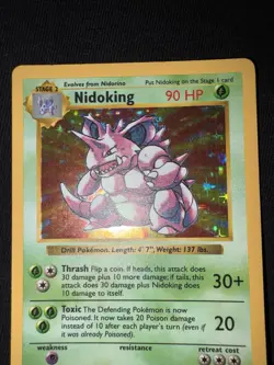 Nidoking 11/102 Base Set Shadowless Holo Rare WOTC 1999 Pokemon TCG - Image 3