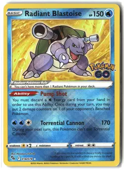 Radiant Blastoise ⭐ 018/078 Holo Radiant Rare Pokemon GO 2022 Pokemon NM - Image 1