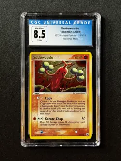 CGC 8.5 ERROR Pokemon Sudowoodo #15 Unseen Forces INVERTED HOLO LAYER! - Image 1