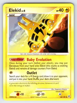 Elekid 48/130 2007 Diamond & Pearl Base Set Pokemon Card TCG Uncommon - Lp/Vlp - Image 1