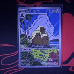 Pokemon Alolan Dugtrio Illustration Rare Full Art Holo Card Sv08 208/191 HP 110 - Image 1