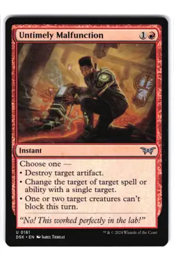 Untimely Malfunction U Duskmourn: House of Horror 161 NM MTG Magic - Image 1