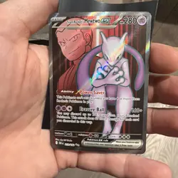 Team Rocket's Mewtwo ex 213/182 Pokemon TCG Destined Rivals Holo Ultra Rare - Image 1