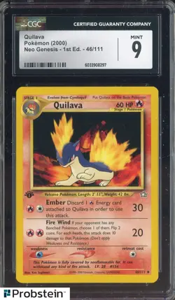 2000 Pokemon Neo Genesis 1st Edition Quilava #46/111 CGC 9 MINT - Image 1