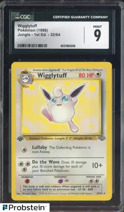 1999 Pokemon Jungle 1st Edition Wigglytuff #32/64 CGC 9 MINT - Image 1