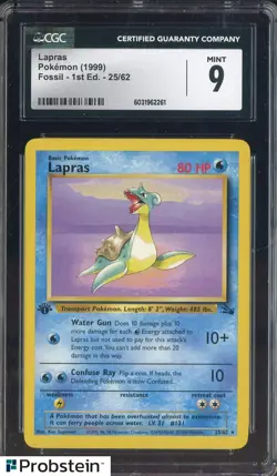 1999 Pokemon Fossil 1st Edition Lapras #25/62 CGC 9 MINT - Image 1
